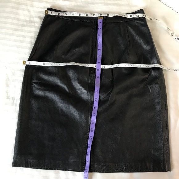 Joseph & Margot - Dark Blue Genuine Leather Mini Skirt - Picture 6 of 6